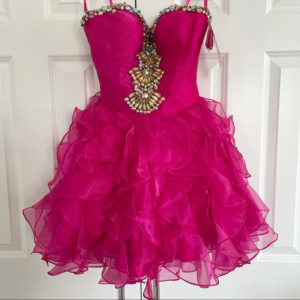 NWT Short Fushia Homecoming/ Damas Formal Tulle Dress